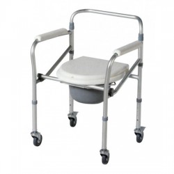 Aluminium Height Adjustable Commode Chair with Wheels