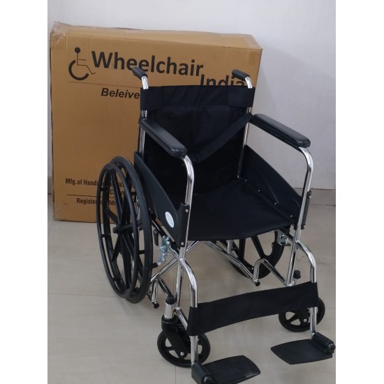 Premium Wheel Chair Chrome Polished Black With Safety Belt