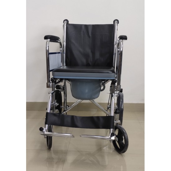 Attendant Commode Wheelchair with Flip-Up Armrest Detachable Footrest